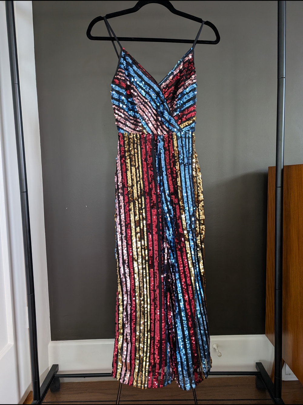Lipsy Multicolor Sequin Striped Jumpsuit